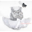 Valentine's Day White Sparkle Sequins Baby Bodysuit Pettiskirt & Bow & White Headband Sparkle Sequins Bow JS2790 